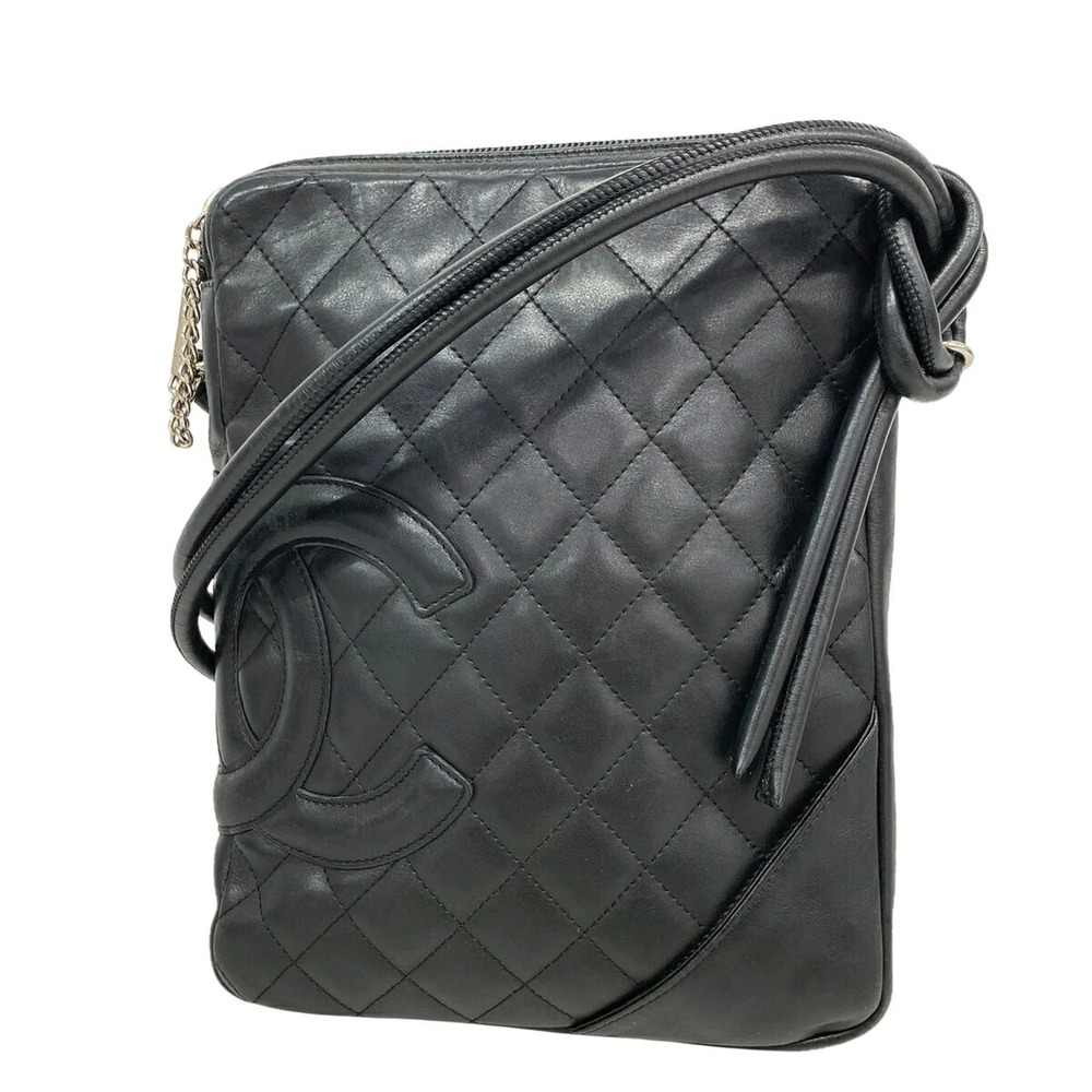 Chanel Cambon Lambskin Shoulder Bag, Black, Women's OP020434